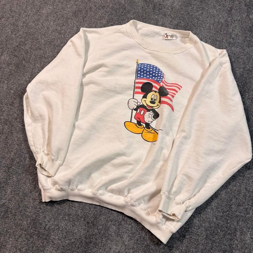 Vintage 90s Disney Mickey Mouse American Flag Sweatshirt